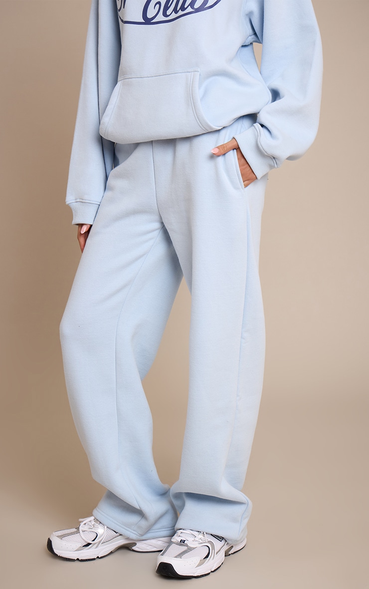 Bas de survêtement droit en coton polaire bleu clair imprimé "Sports Club" image 2