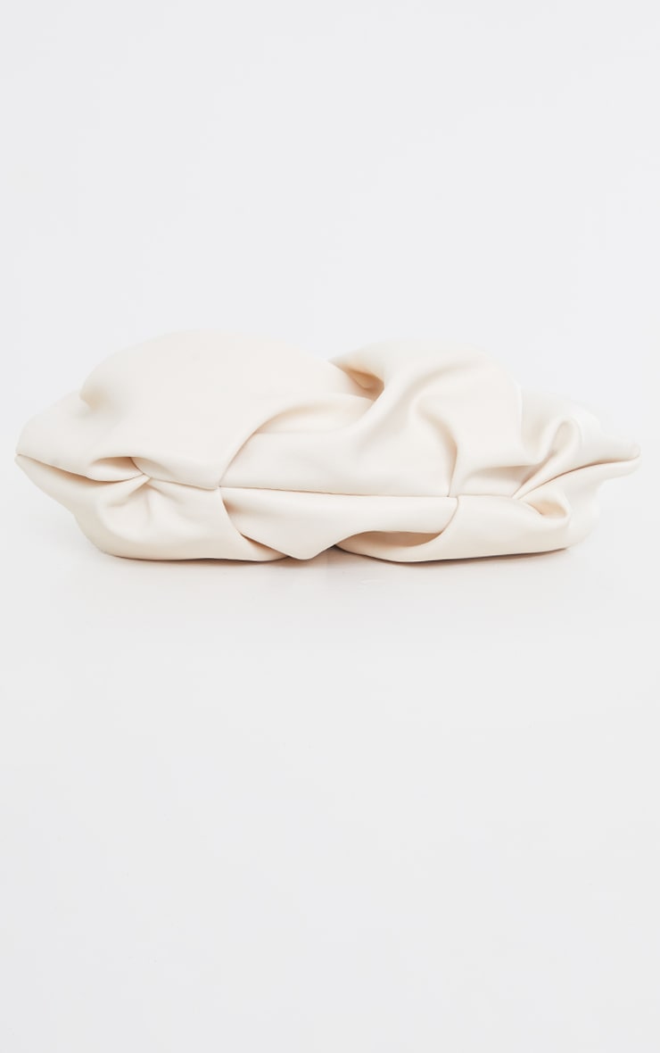 Cream Round Pleated Clutch Bag image 3