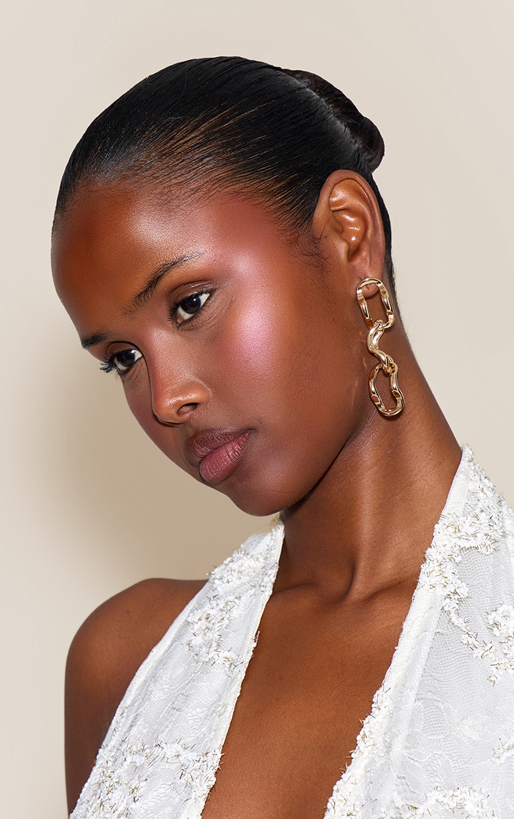 Gold Abstract Chain Drop Earrings image 1