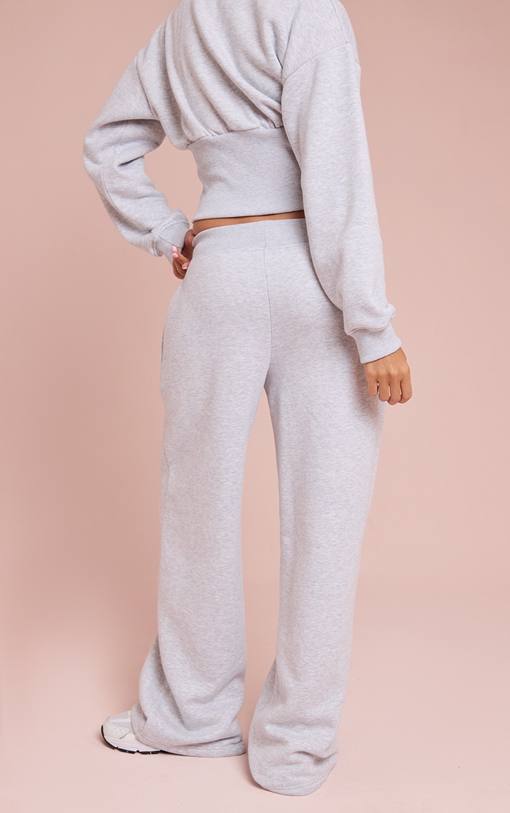 Jogging droit gris cendré à taille haute image 3