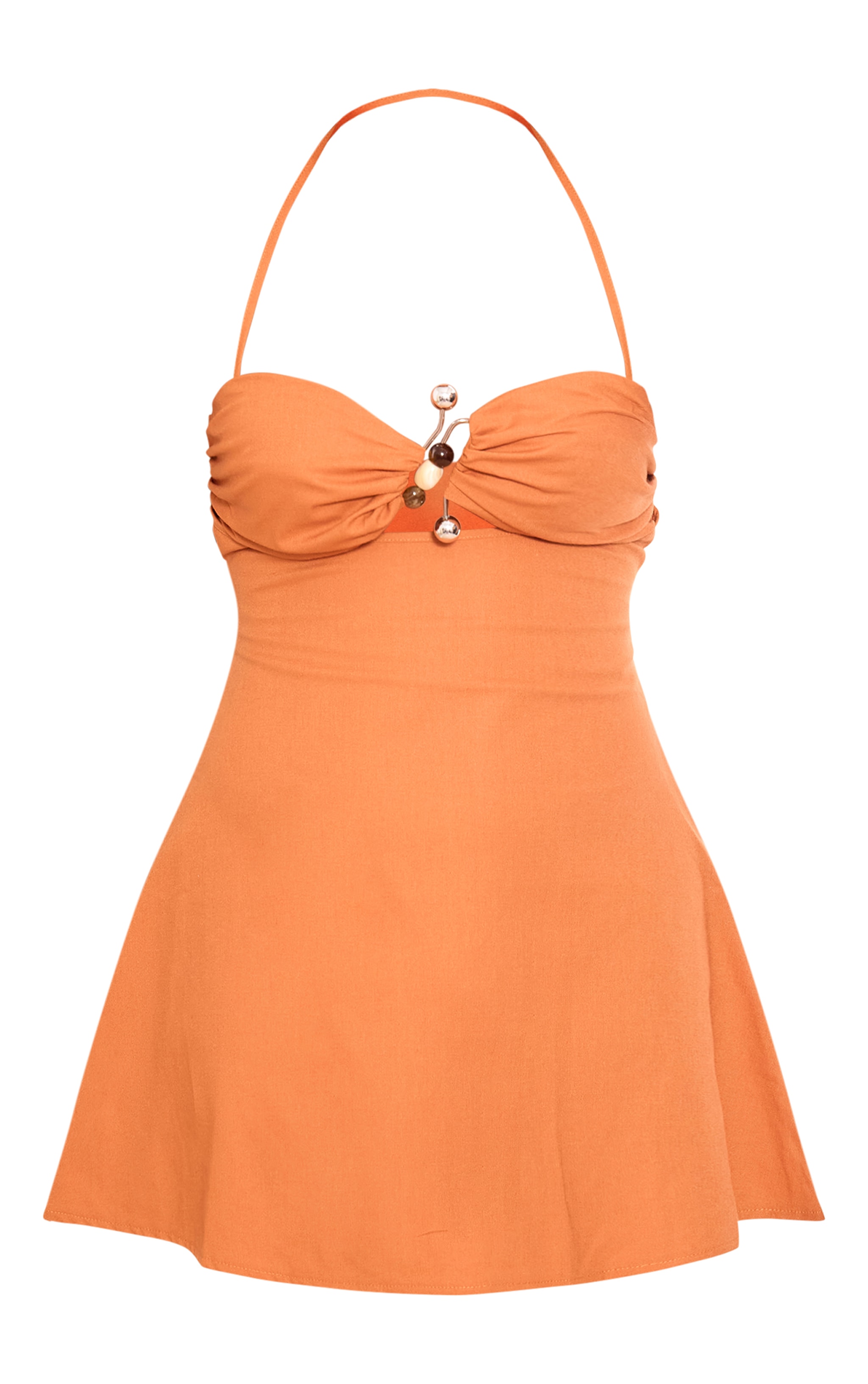 Burnt Orange Trim Detail Shift Dress image 5