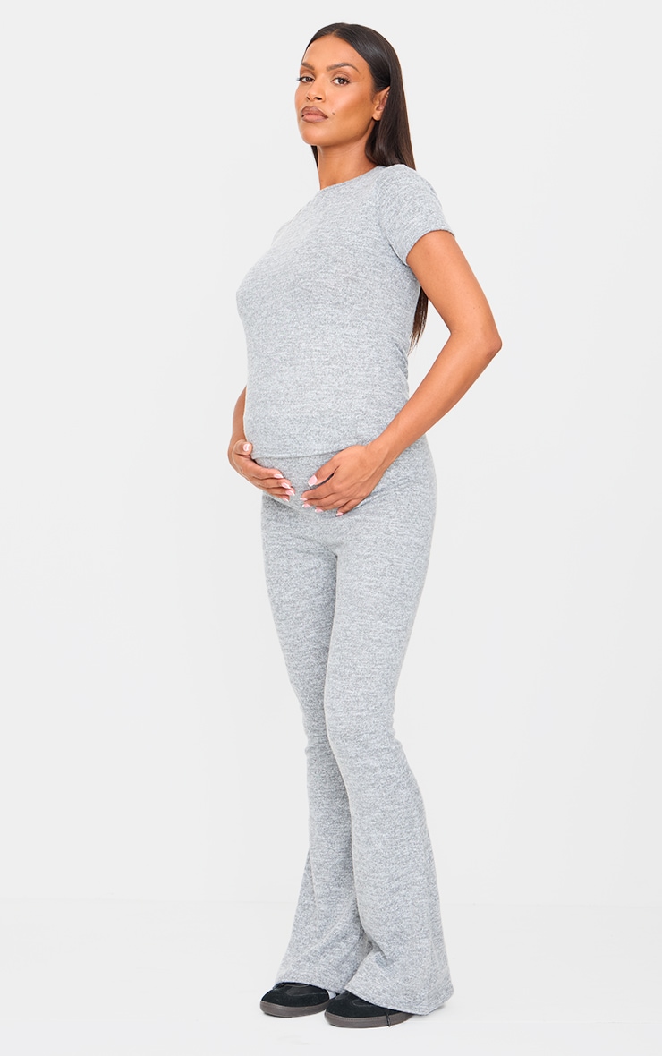 Maternity Grey Marl Brushed Short Sleeve T-shirt image 3