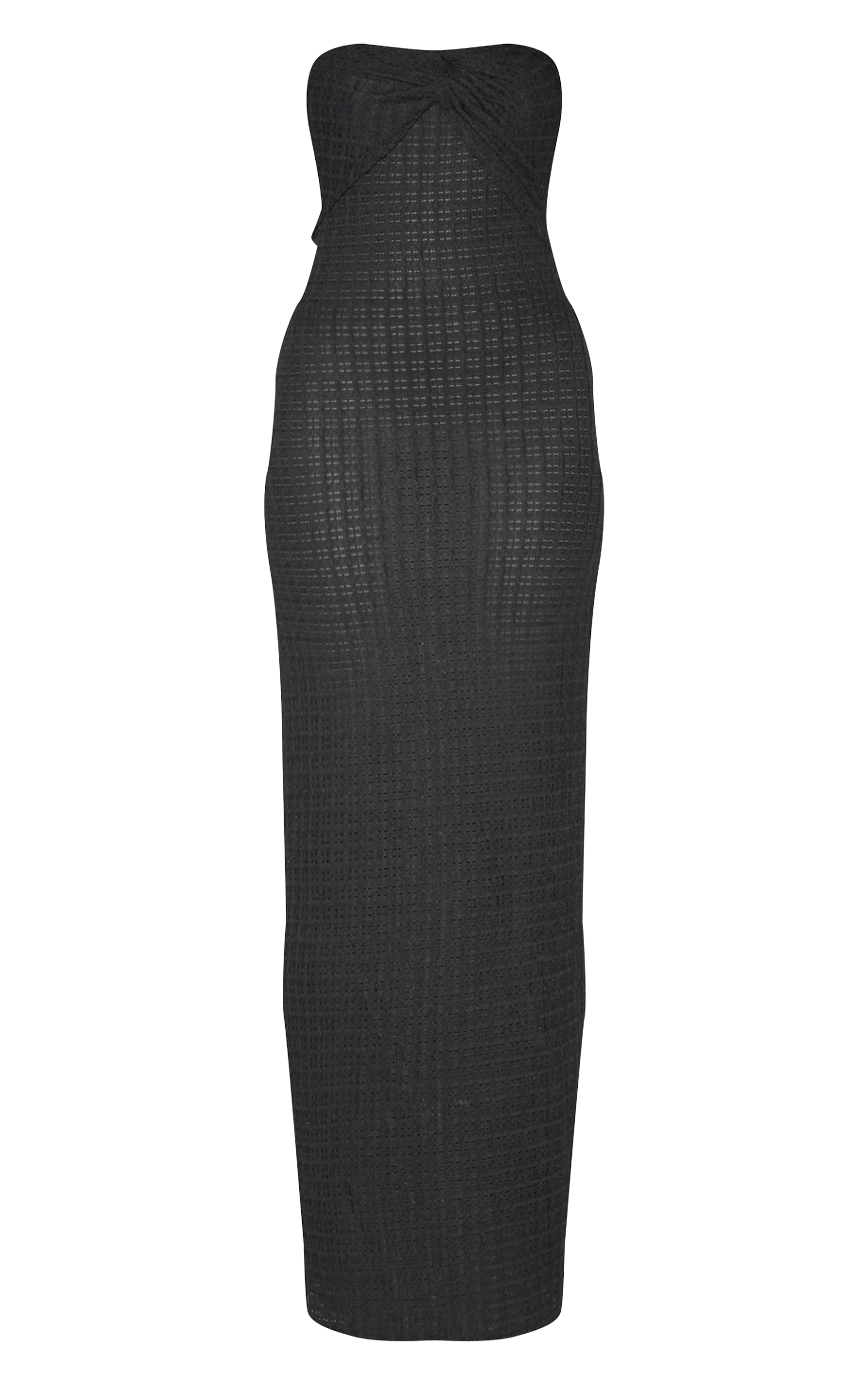 Black Textured Bandeau Maxi Dress image 5