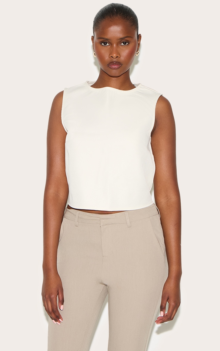 Butter Yellow Woven Sleeveless Boxy Top image 1