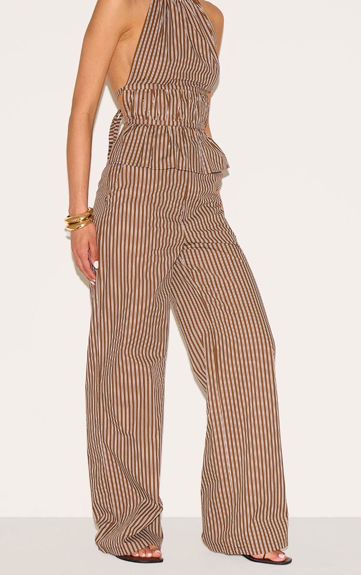 Tall Chocolate Stripe Woven Mid-rise Wide Leg Pant image 2