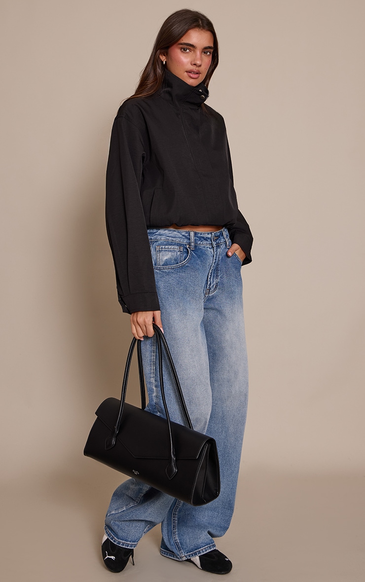 Black High Neck Windbreaker image 3