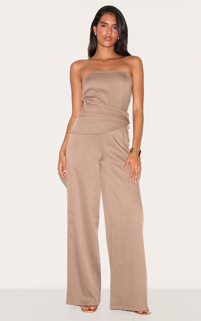 Combinaison bustier tissée gris champignon nouée