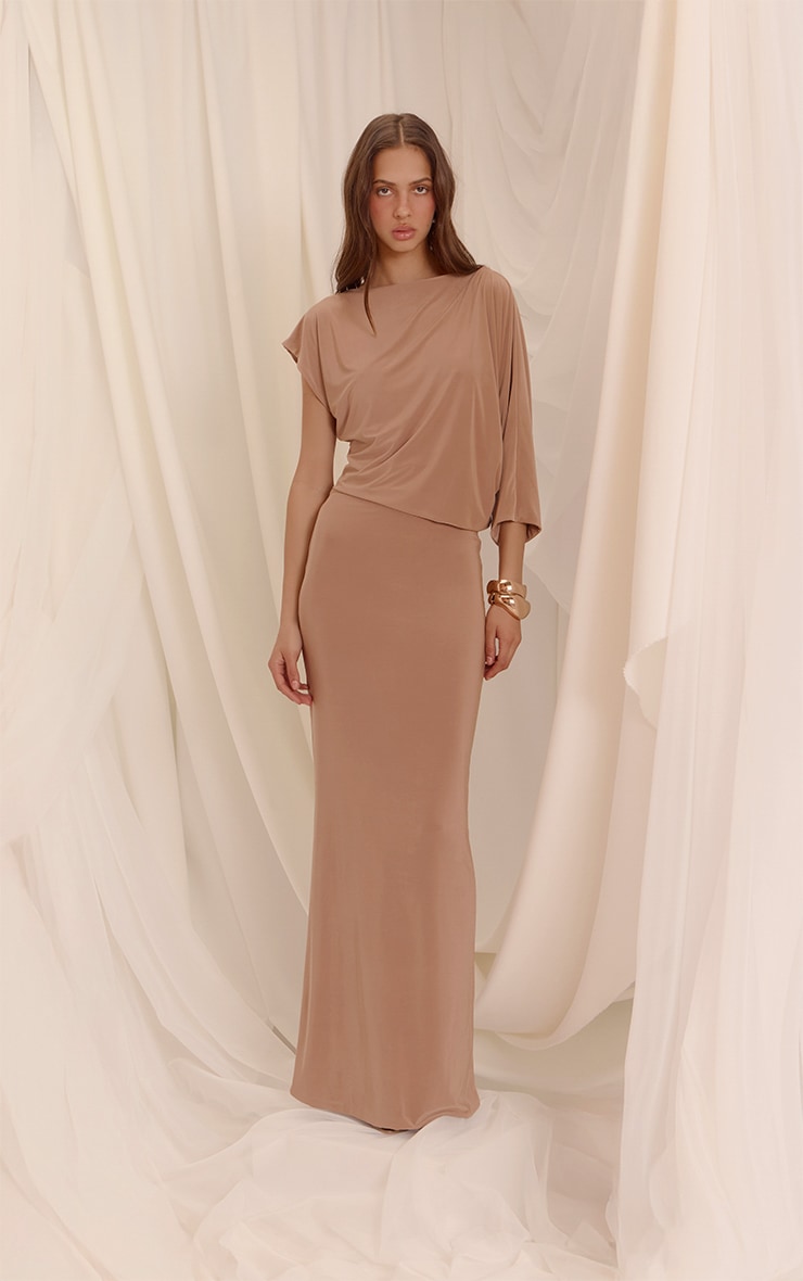 Sand Slinky Draped Sleeve Maxi Dress image 3