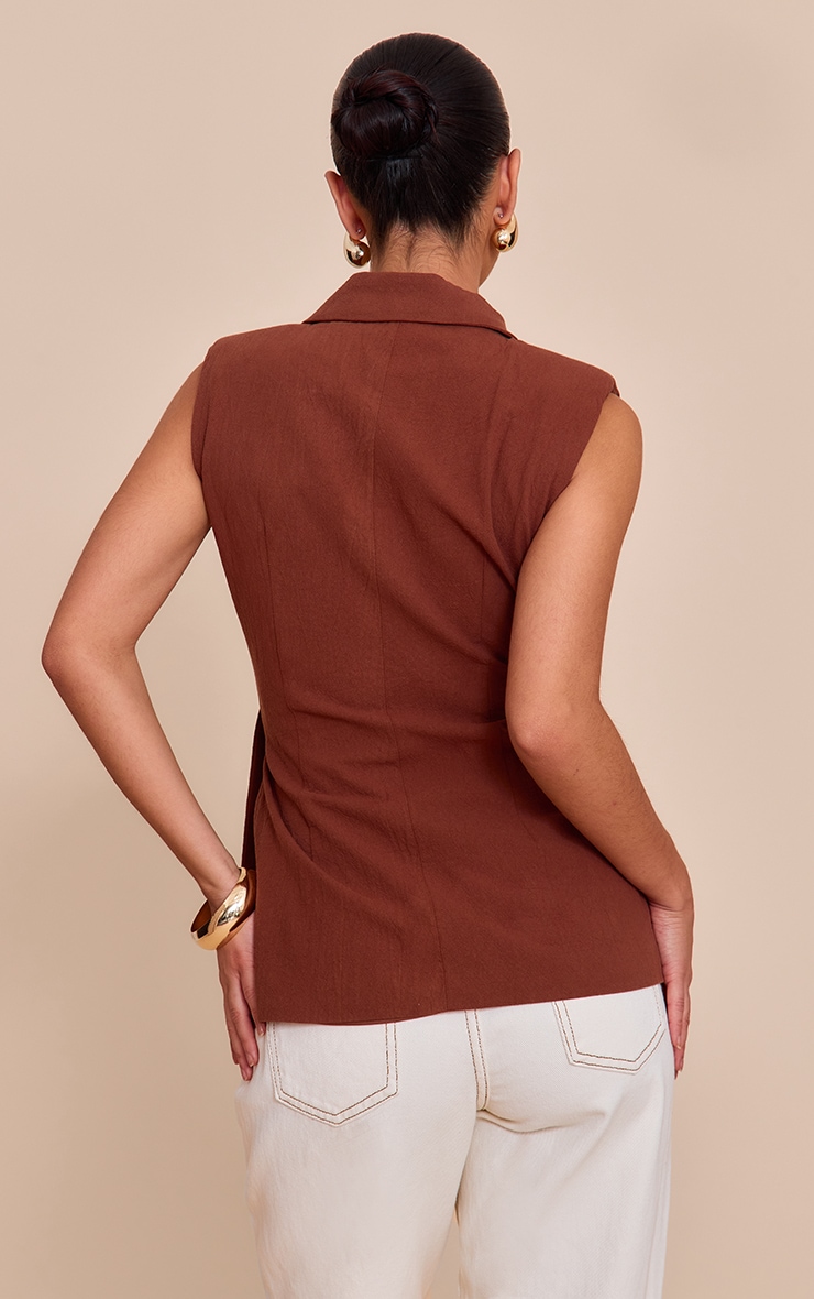 Rust Linen Look Tie Waist Vest image 2