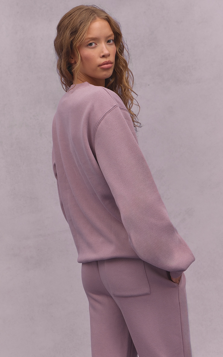 Mauve Cotton Fleece Oversized Crew Sweatshirt image 2