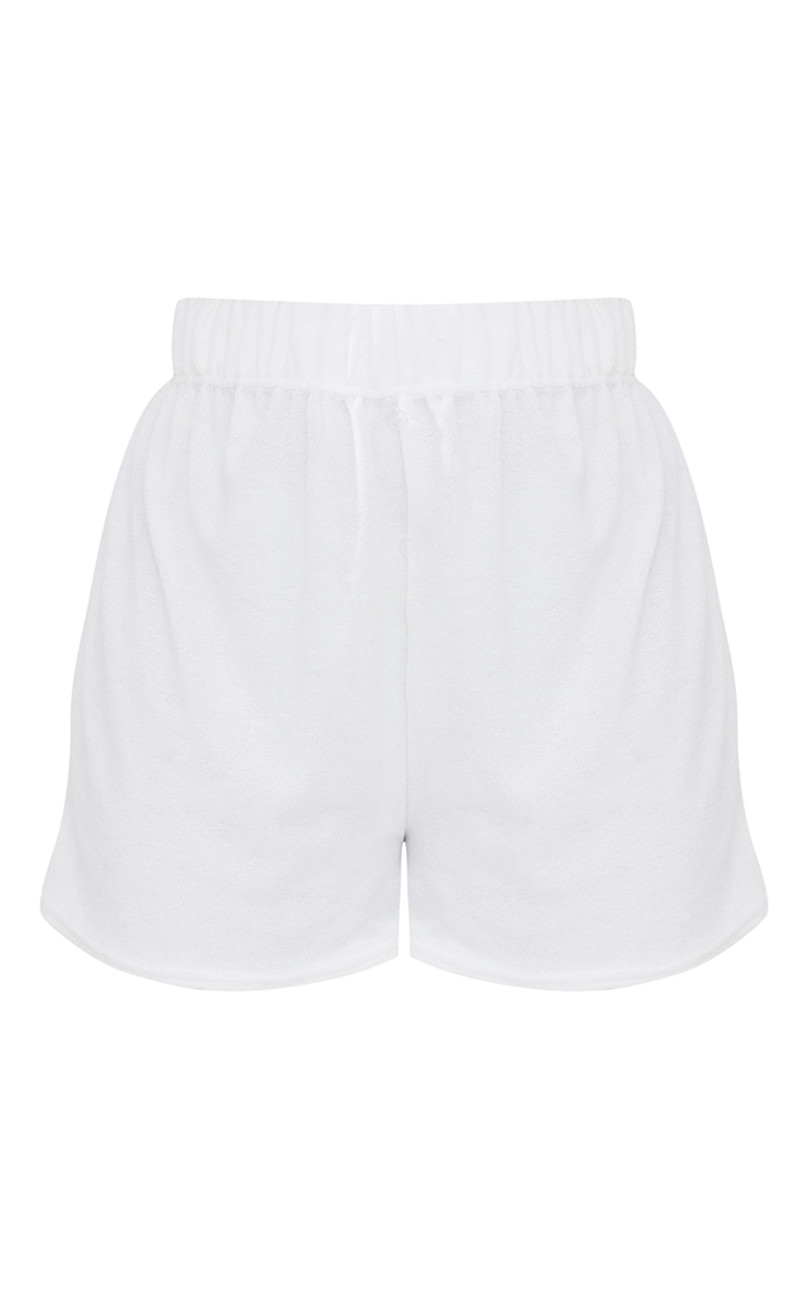 RENEW Plus White Towelling Button Up Floaty Shorts image 6