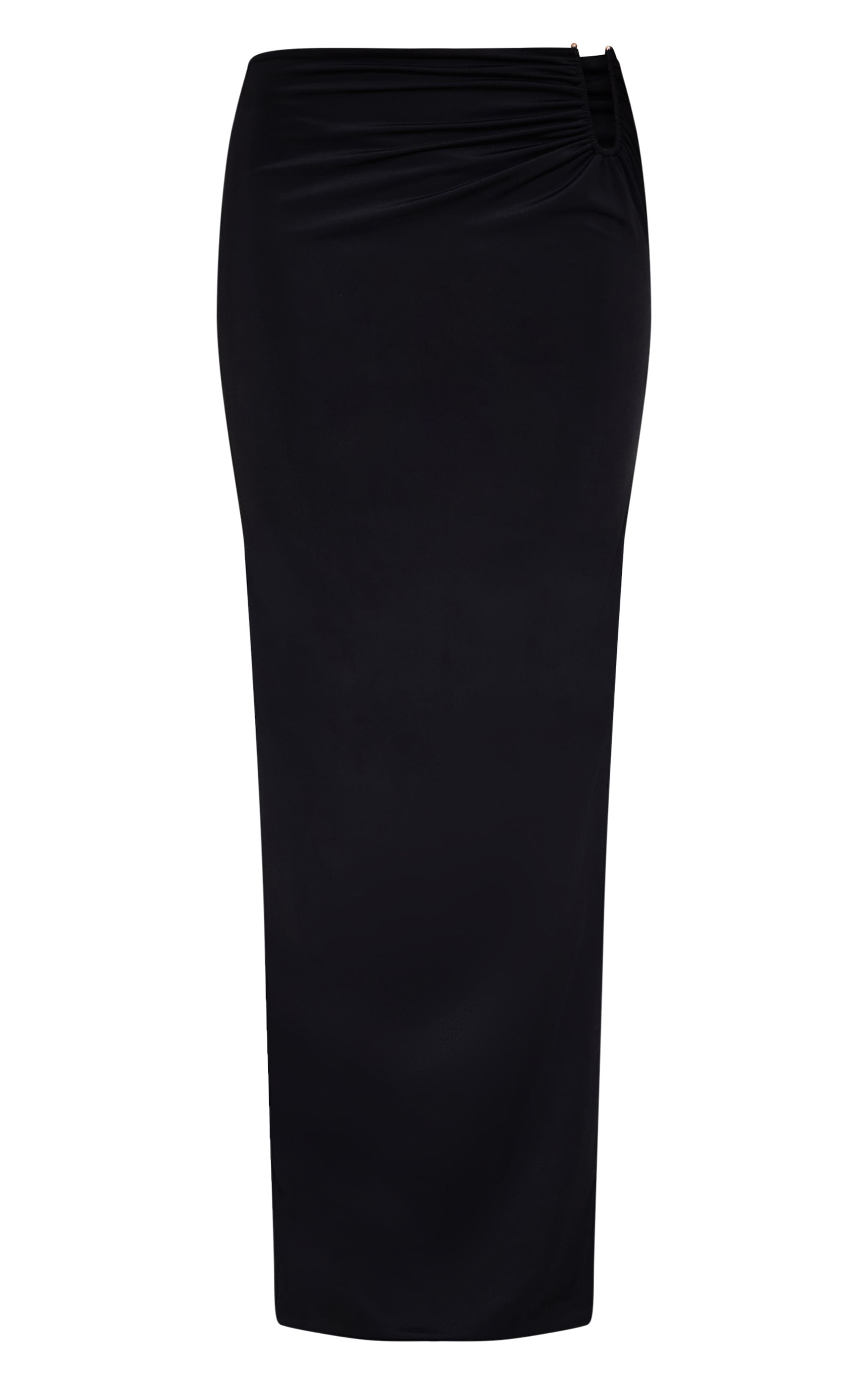 Jupe longue en Sculpt mat noir froncée à barre en V image 5