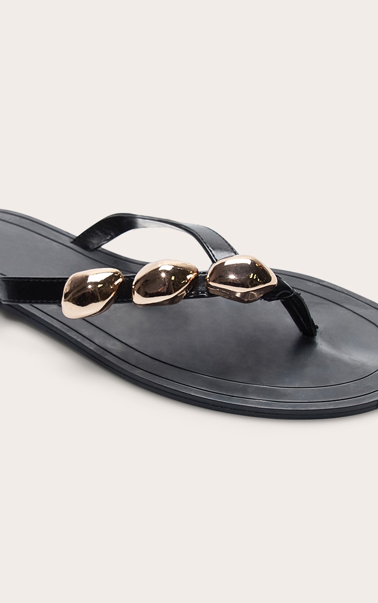 Black Toe Thong Gold Hardware Sandal image 3