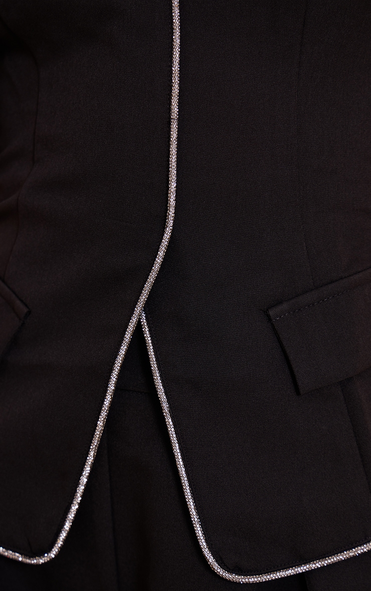 Black Woven Tailored Diamante Trim Bandeau Top image 4