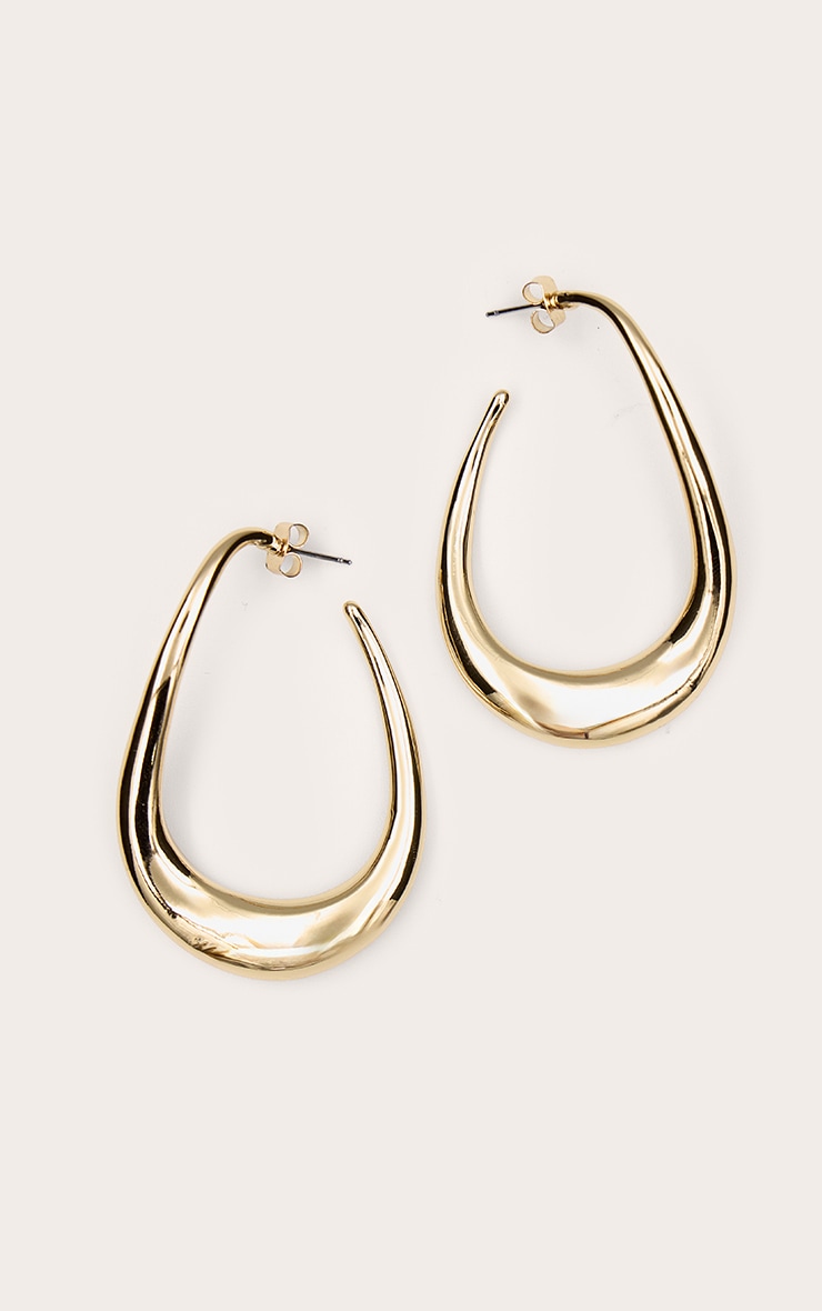 Gold Oversized Slim Hoop Earrings image 1