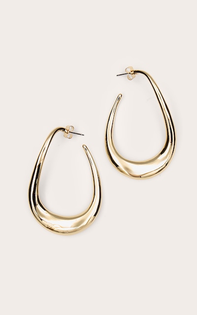 Gold Oversized Slim Hoop Earrings