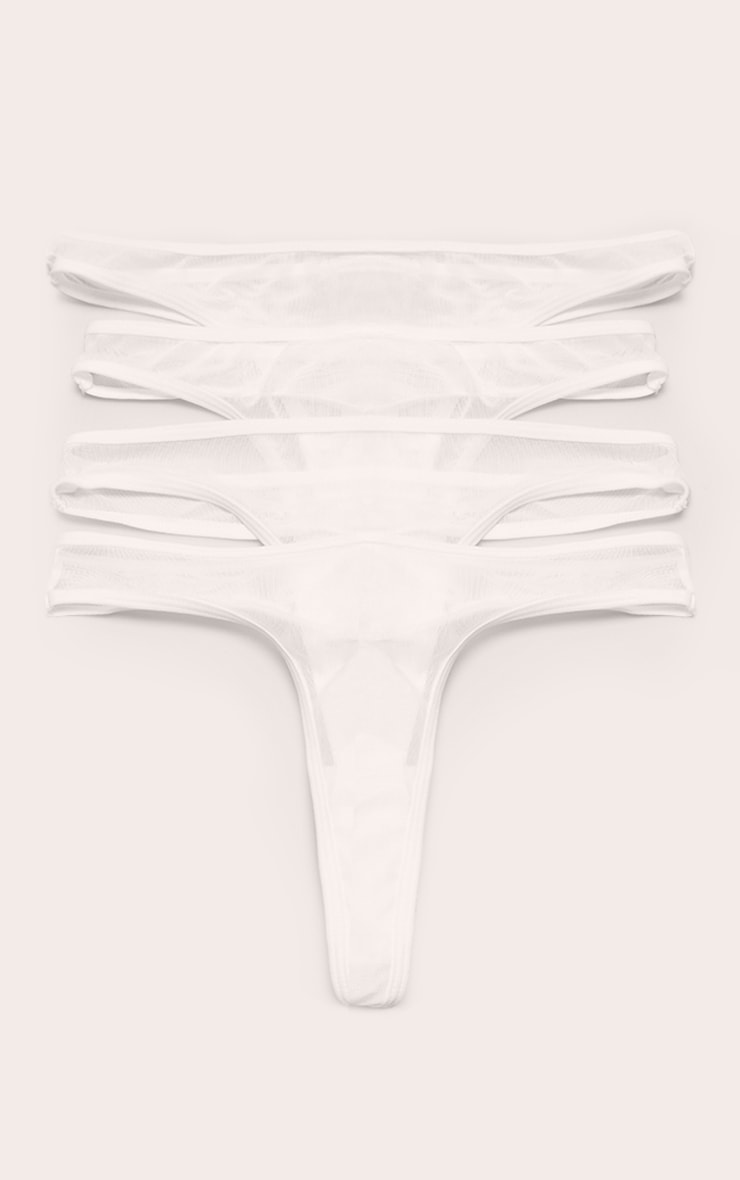 White Mesh Pack of 3 Basic Thongs image 4