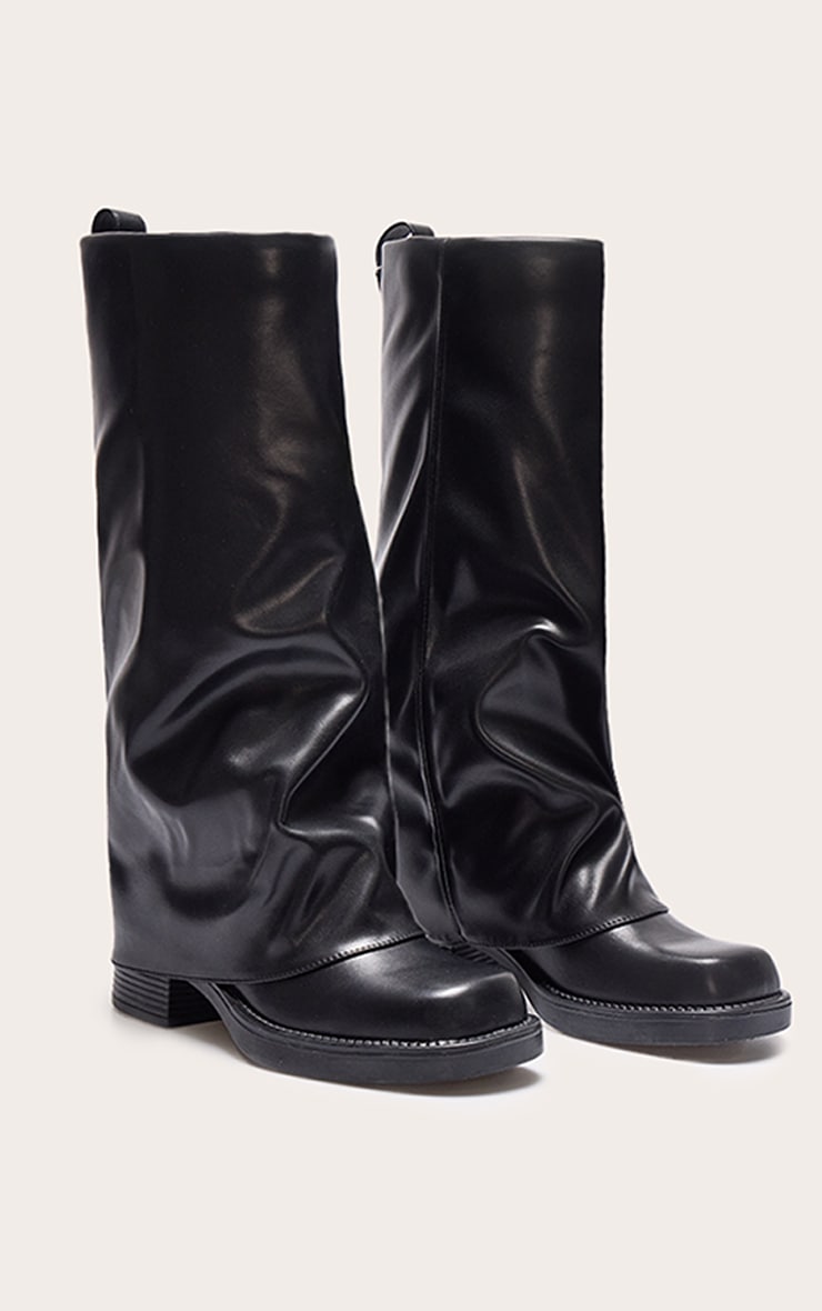 Block Heel PU Leather Knee-High Boots main image 1