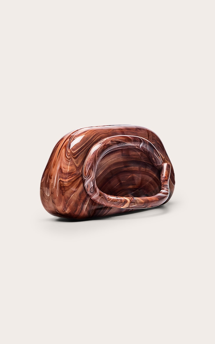 Chocolate Marble Hard Resin Clutch Bag image 4