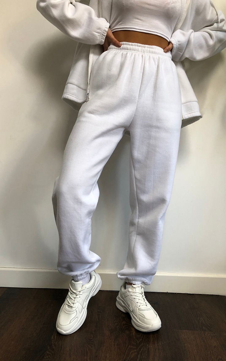 White Pocket Detail High Waist Joggers PrettyLittleThing
