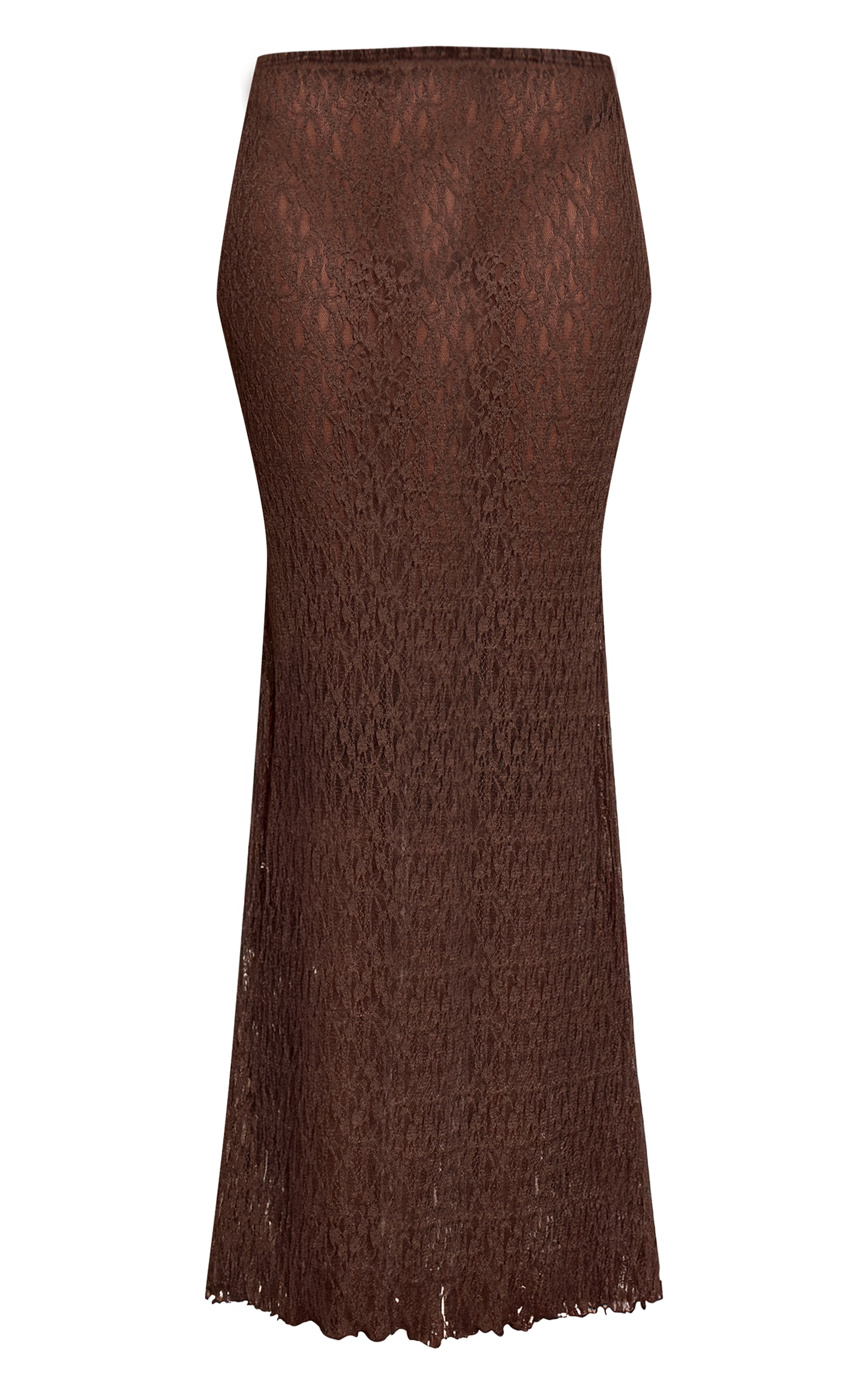 Jupe sirène longue en dentelle marron foncé transparente image 5