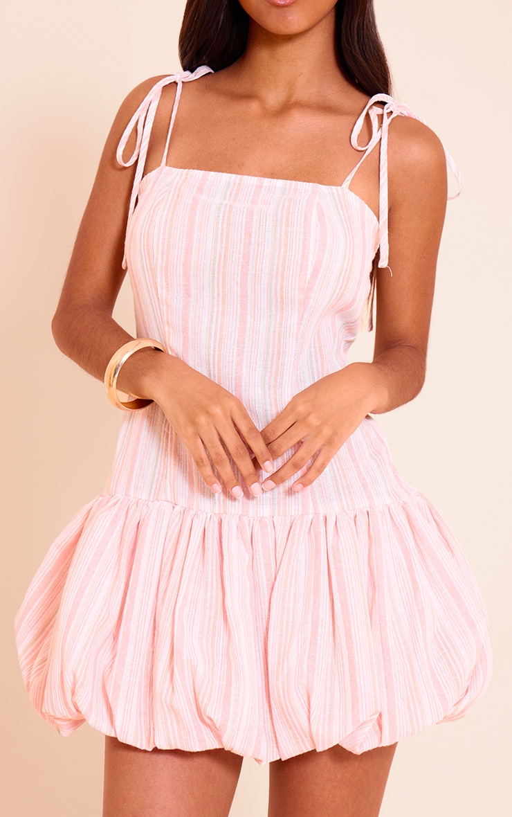 Petite Pink Puff Ball Tie Strap Mini Dress image 4