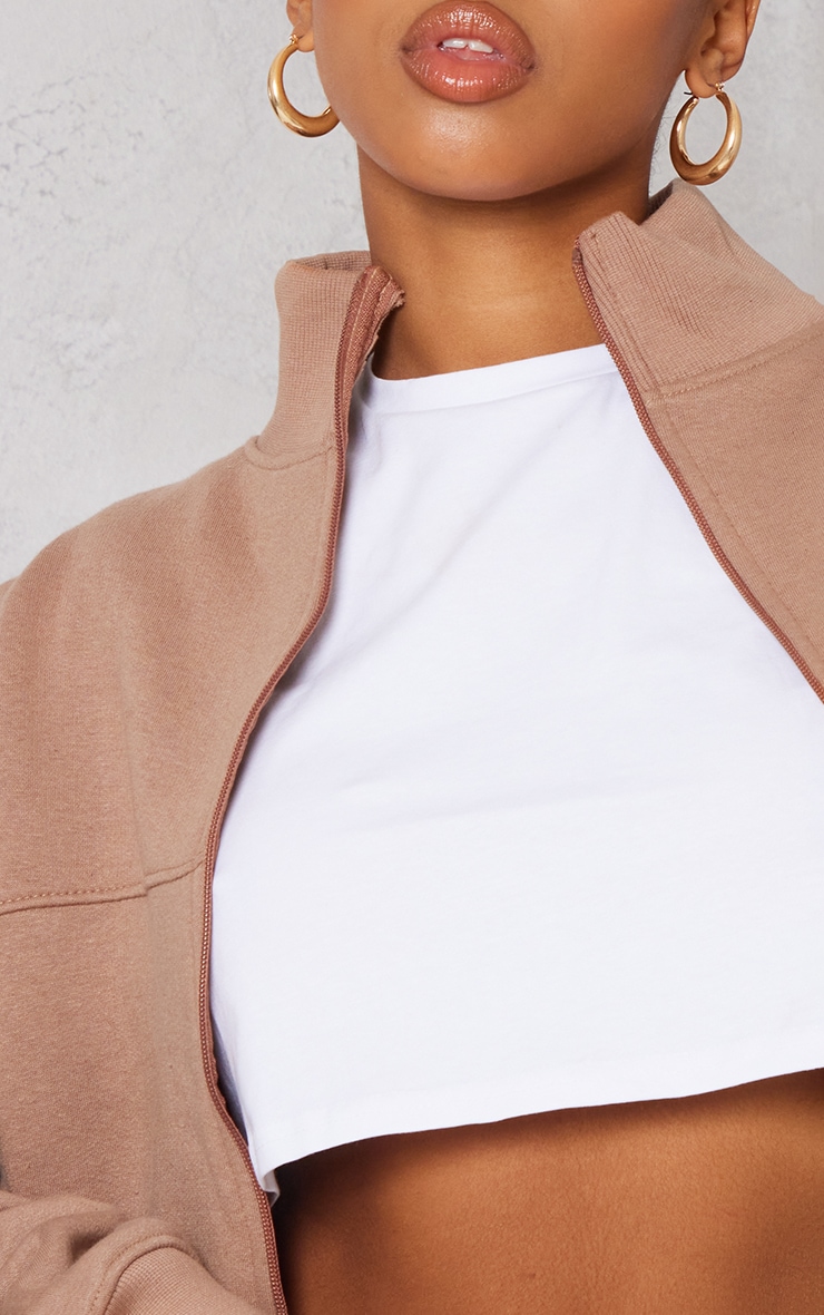 Mocha Seam Detail Zip Through Track Top image 4