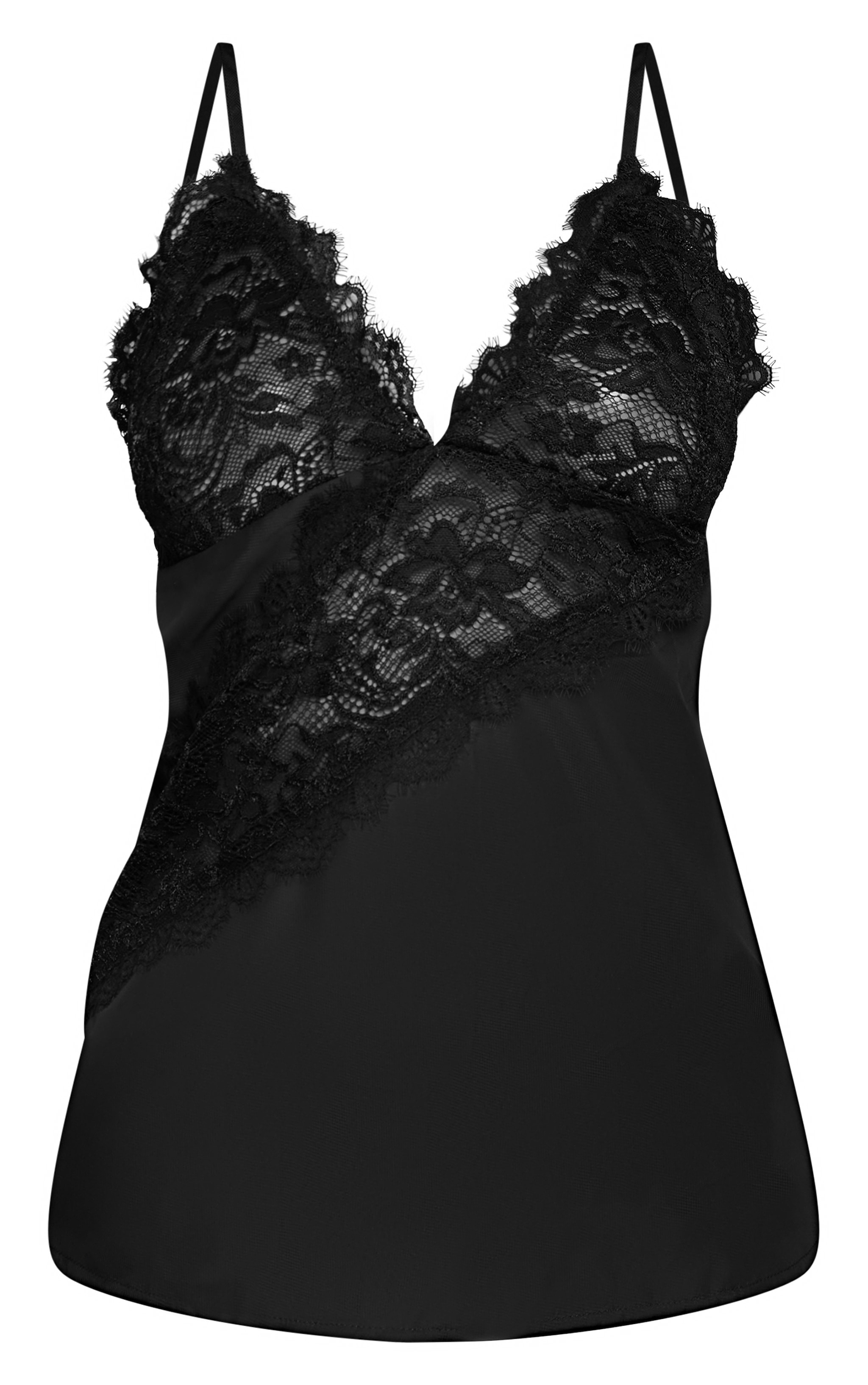 Débardeur en mousseline de soie noire à parties en dentelle image 5