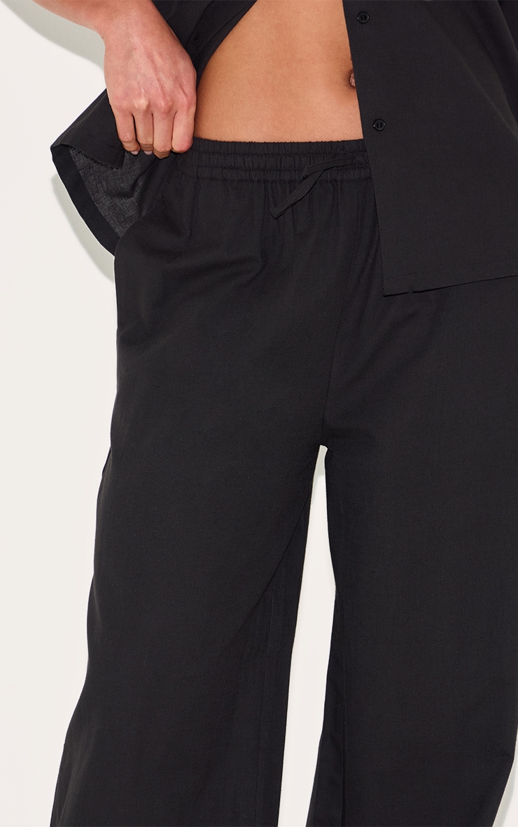 Tall Black Linen Look Wide Leg Pants image 4