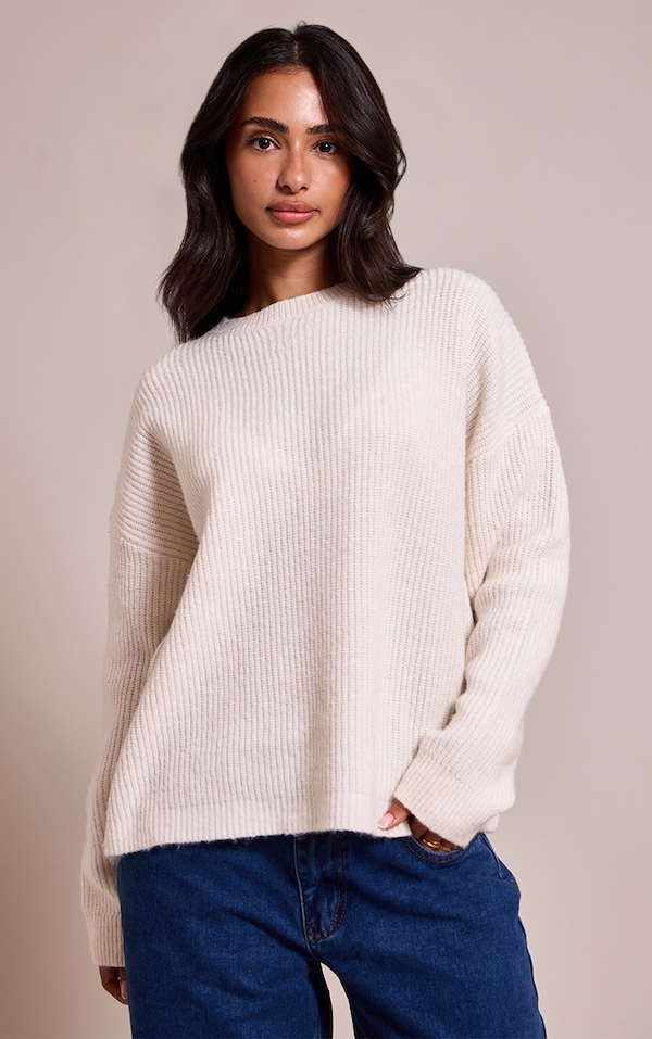 Petite Cream Round Neck Knit Raglan Sleeve Sweater