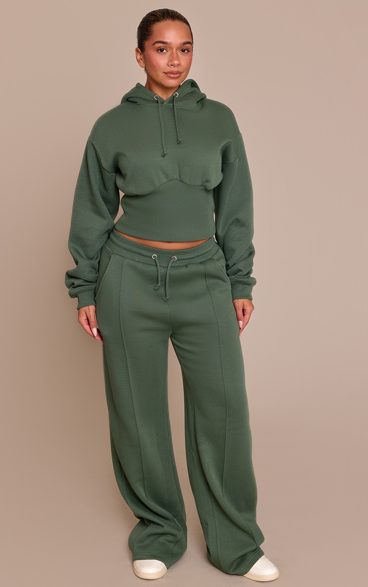 Shape Green Sweat Seam Detail Wide Leg Sweatpants
