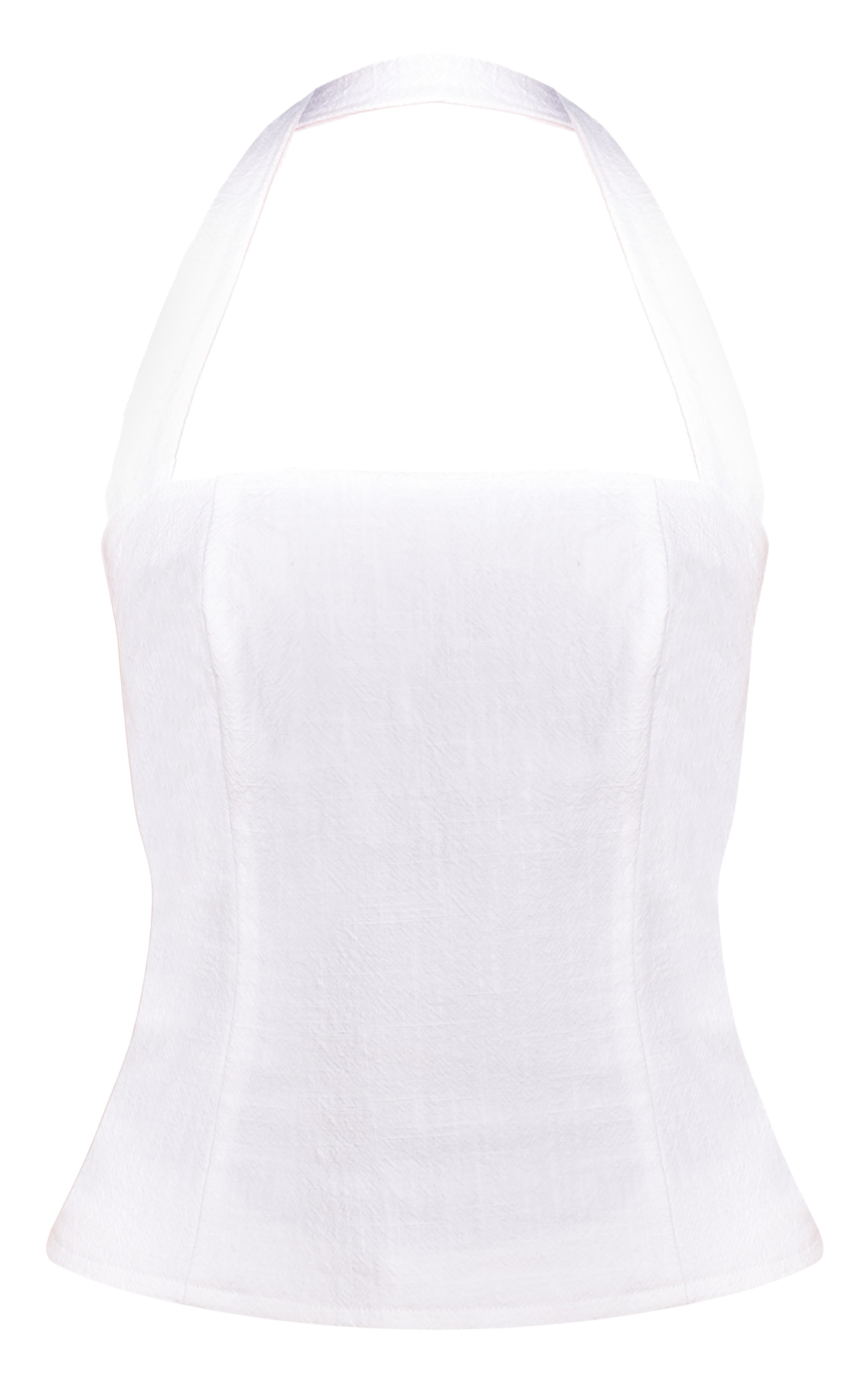 White Premium Linen Halterneck Top image 5