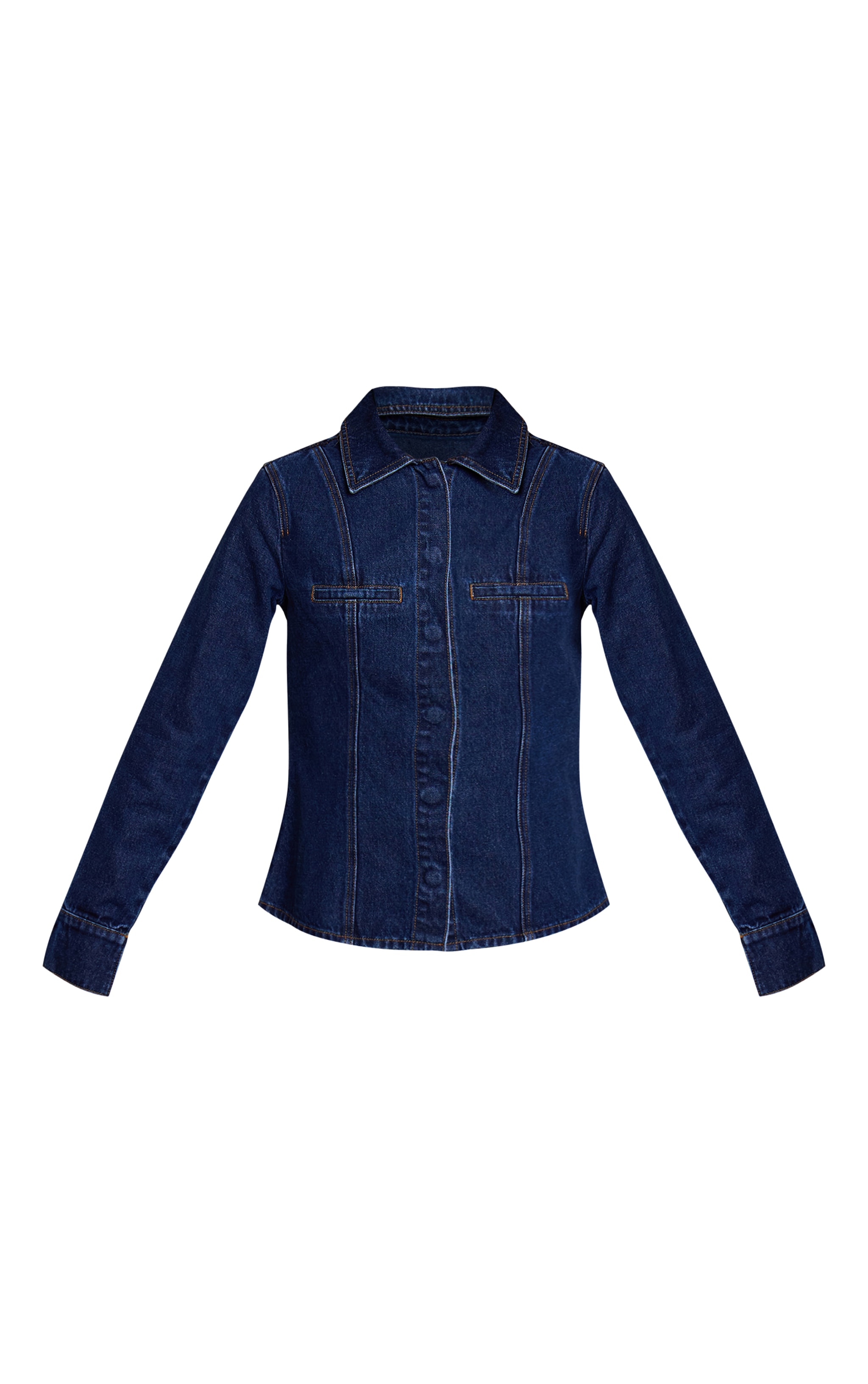 Indigo Fitted Seam Detail Shirt image 5