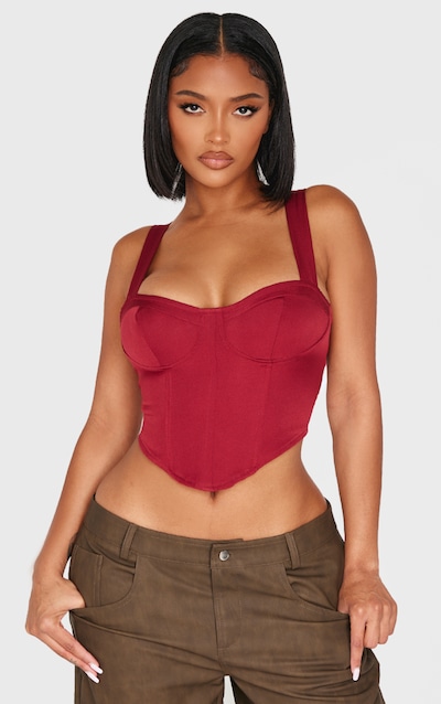 Shape Crop top corset tissé bordeaux