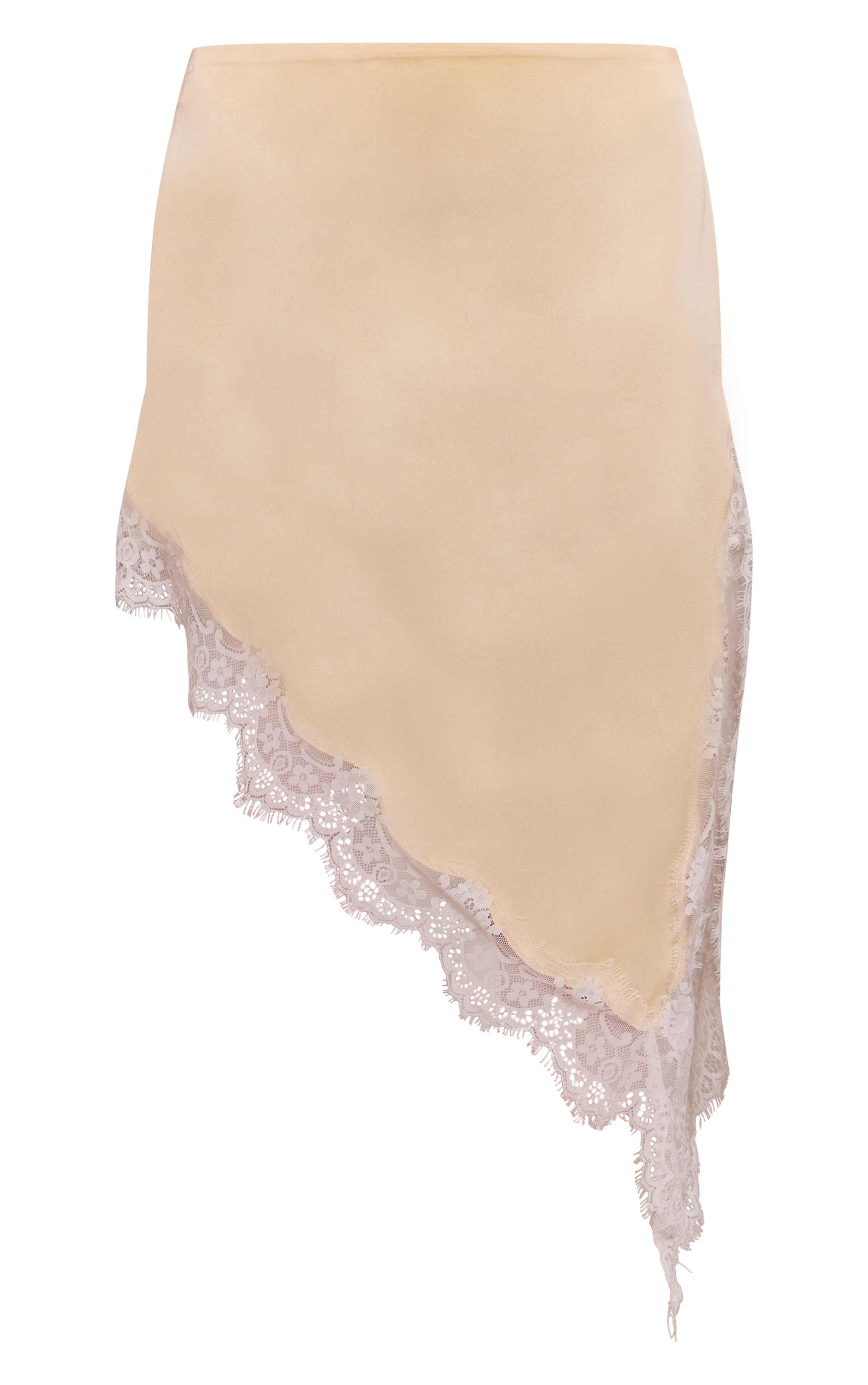Lemon Satin Lace Trim Asymmetric Midi Skirt image 6