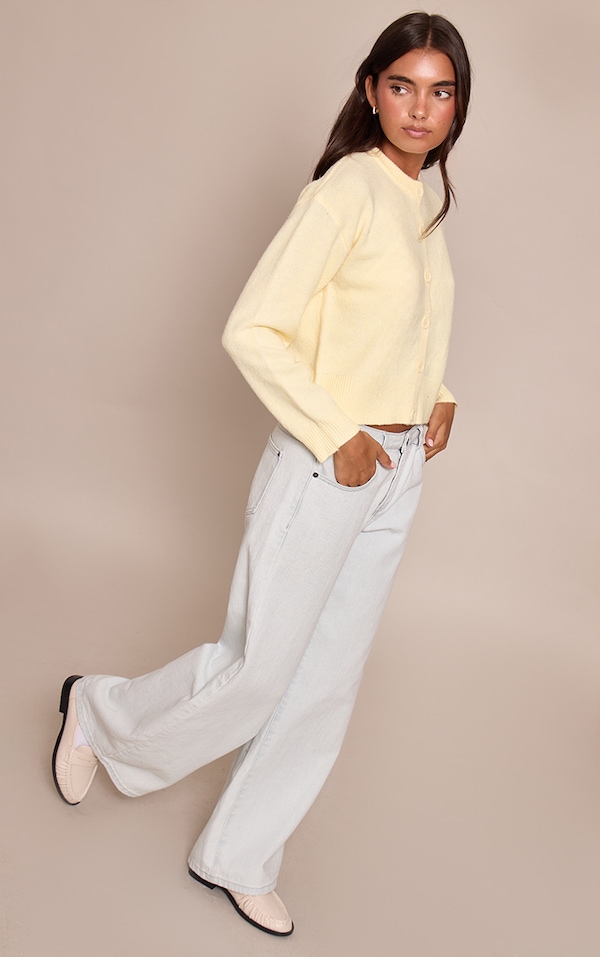 Lemon Crew Neck Knit Cardigan