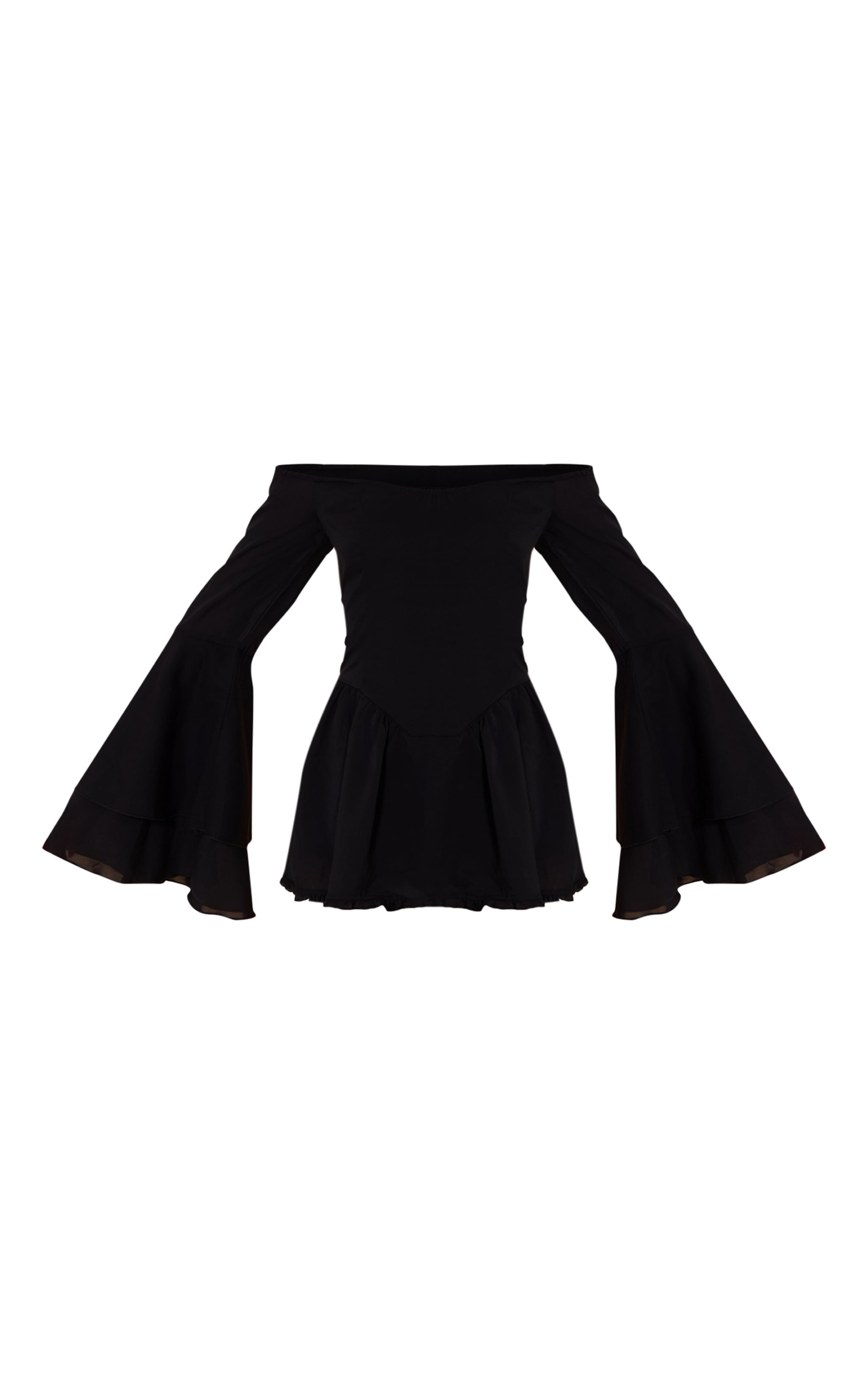 Black Bardot Flare Sleeve Romper image 5