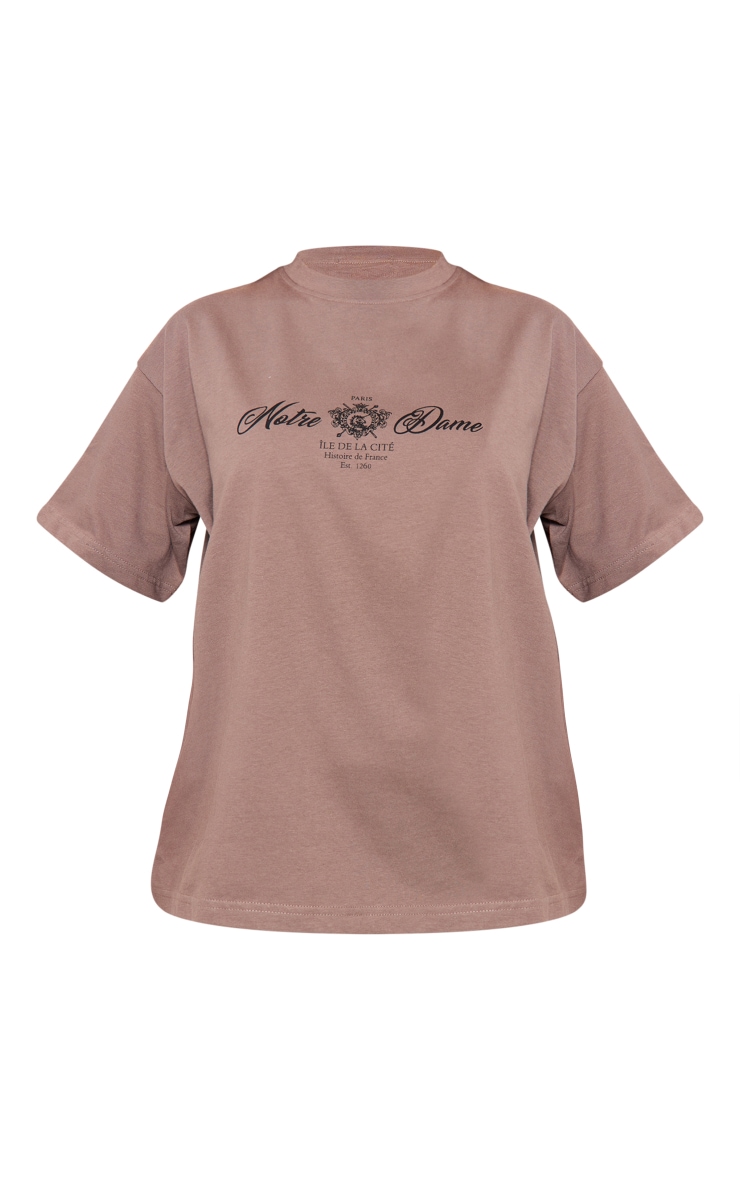  Taupe Notre Dame Boxy Oversized T Shirt image 5