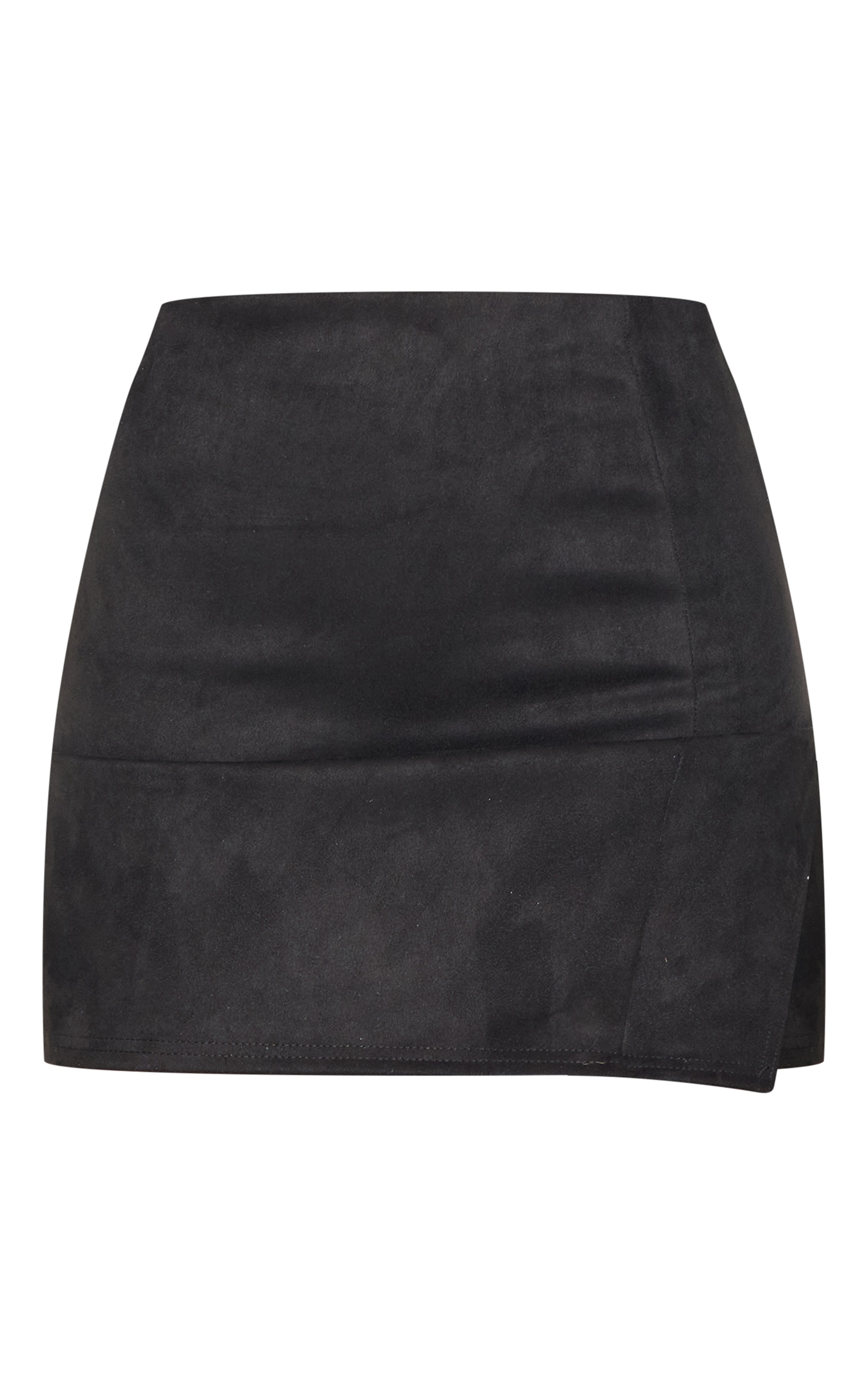 Tall Black Faux Suede Split Hem A Line Mini Skirt image 6