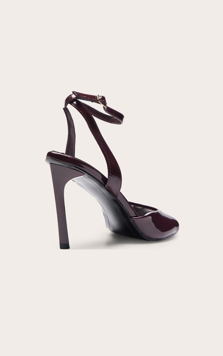  Oxblood Point Toe Vamp Strap High Stiletto Heeled Sandals image 4