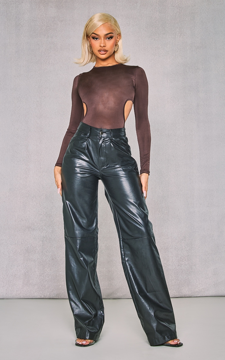 Chocolate Slinky Double Side Cut Out Bodysuit image 3