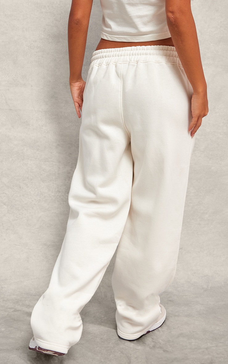 Cream Embossed Drawstring Track Pants image 3