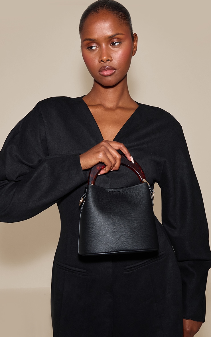 Chocolate Resin Handle Bucket Bag image 1