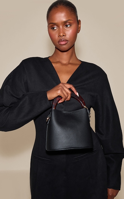 Chocolate Resin Handle Bucket Bag