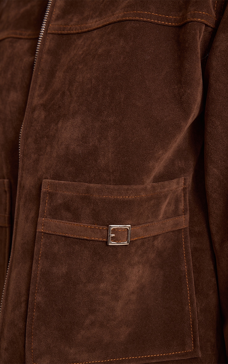 Veste en suédine chocolat à poches image 4