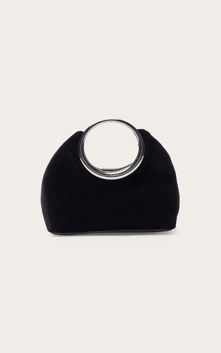 Black Velvet Grab Handle Clutch Bag image 4