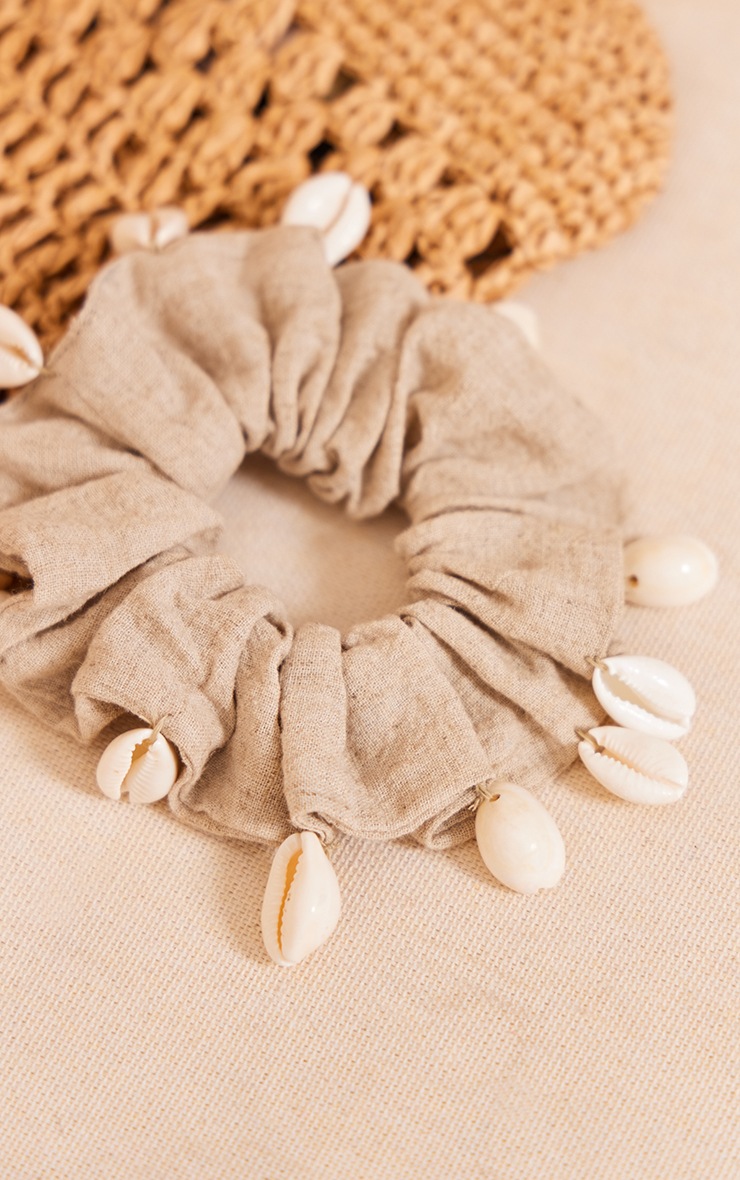 Natural Linen Look Shell Scrunchies 2 Pack image 3