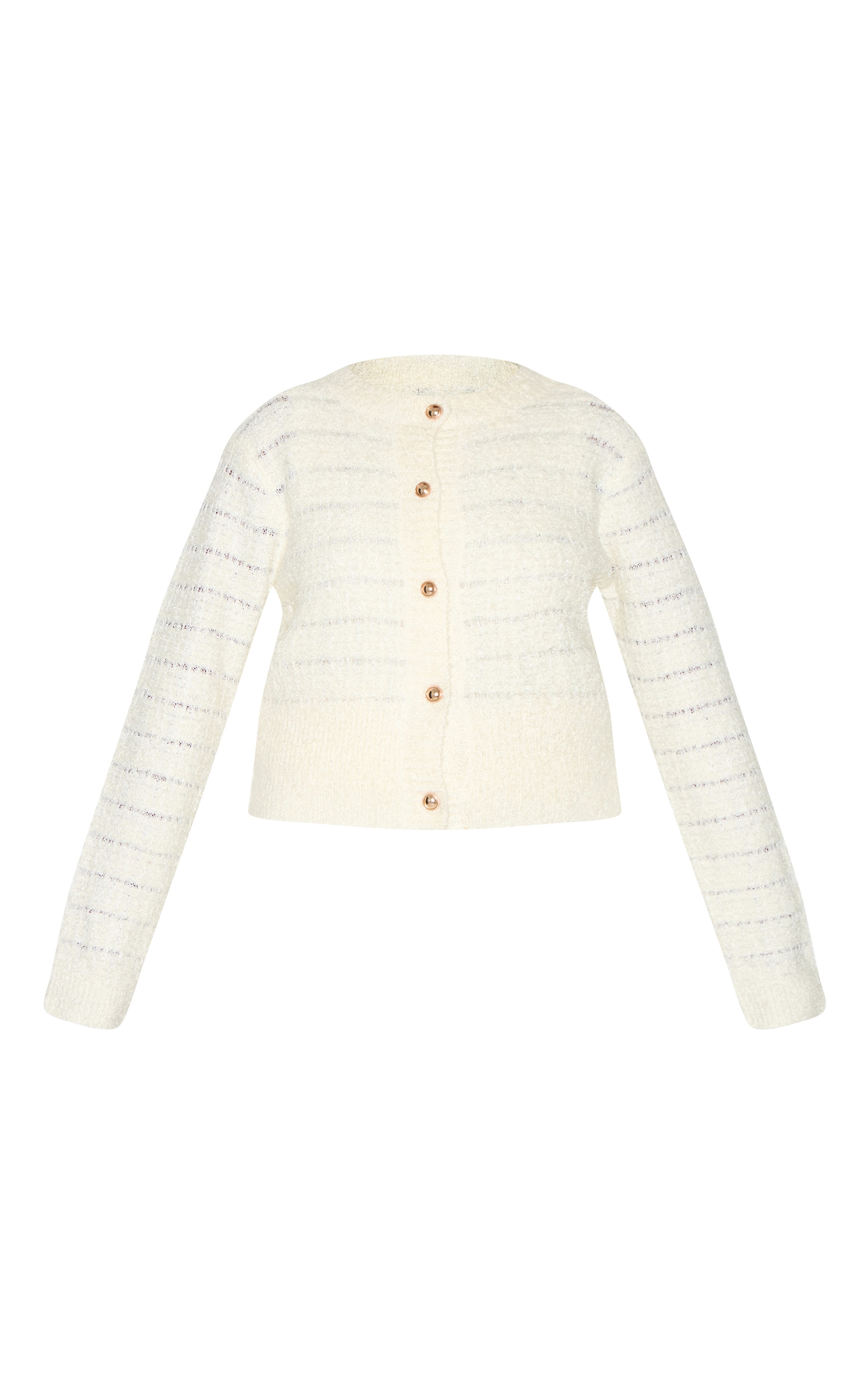 Cream Boucle Knit Button Through Cardigan image 5