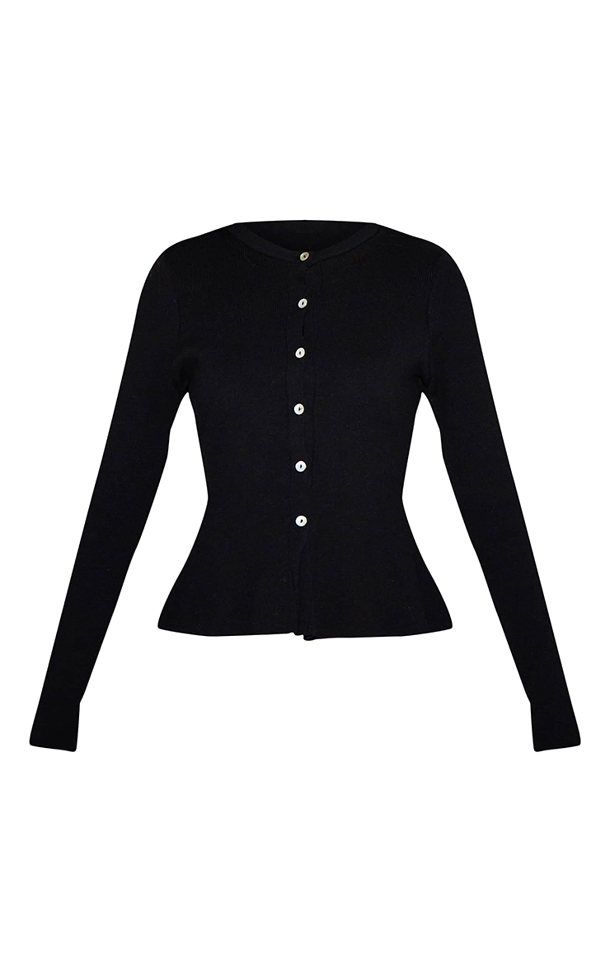 Cardigan péplum en maille compacte noire image 5