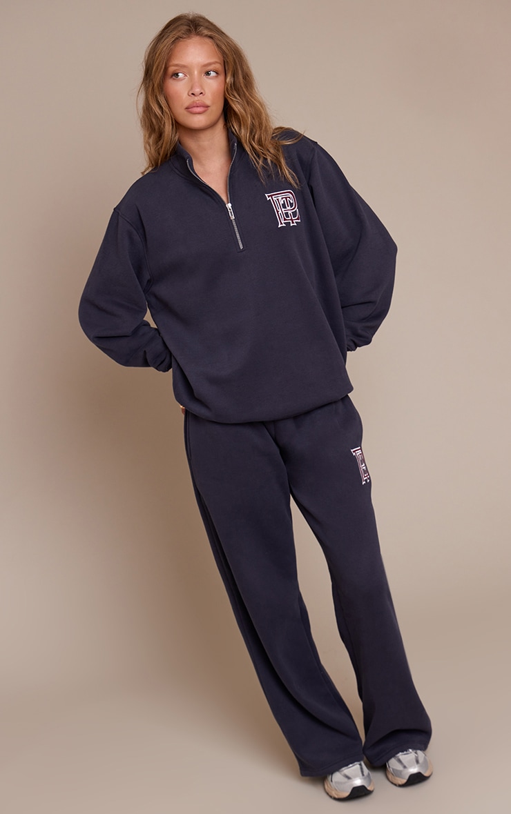 PLT Navy Cotton Fleece Straight Leg Sweatpants image 1